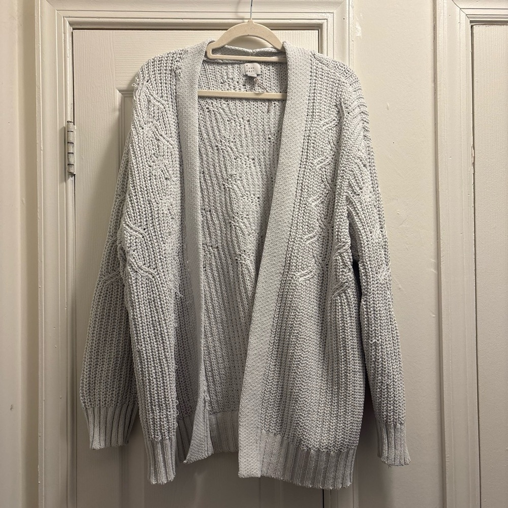 a new day Light Gray Open-Front Cable Knit Cardigan